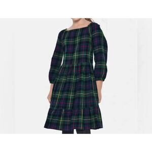 NWT Children's Place Girls XL 14 Green Tartan Plaid Tiered Dress Long Sleeve
